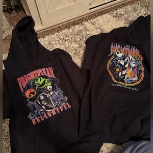 2 Nightmare Before Christmas hooded sweatshirts size M.